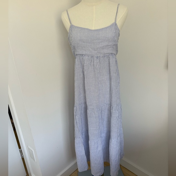 Aqua Dresses & Skirts - Aqua and White Striped Maxi Dress